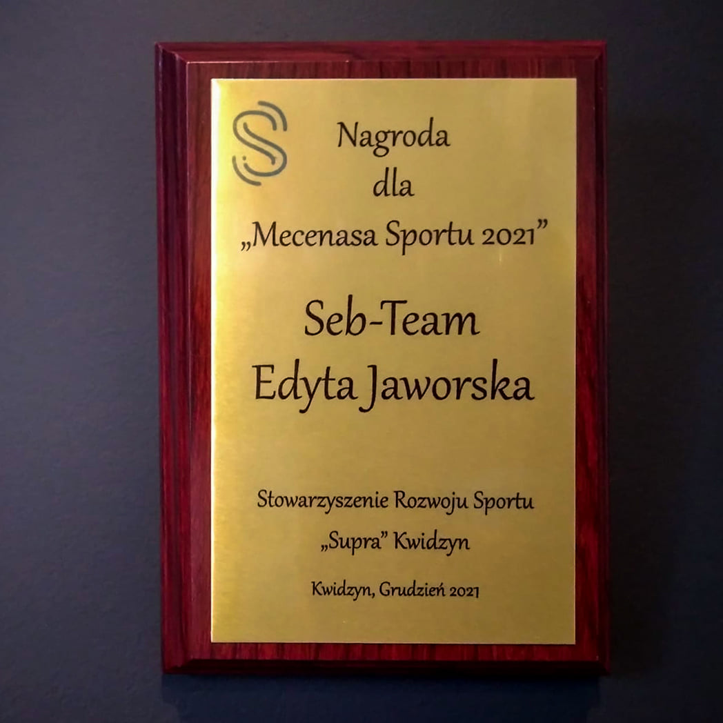 Firma Seb-Team Edyta Jaworska otrzymała nagrodę dla MECENASA SPORTU